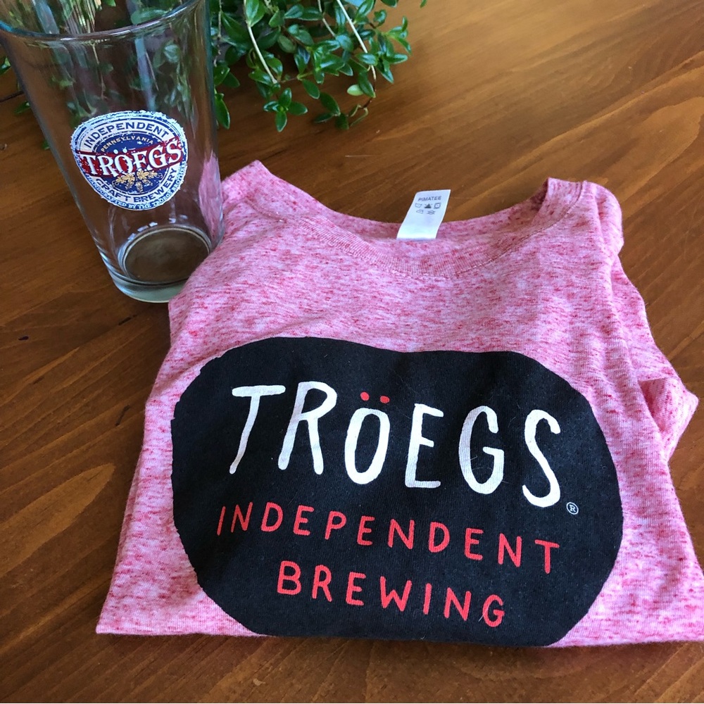 Troegs Brewery Hershey PA Women's T-Shirt + Keyring & Pint Glass - Sz XL